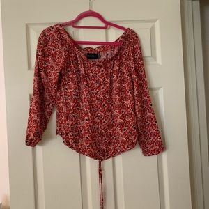 MinkPink off the shoulder red/pink floral top